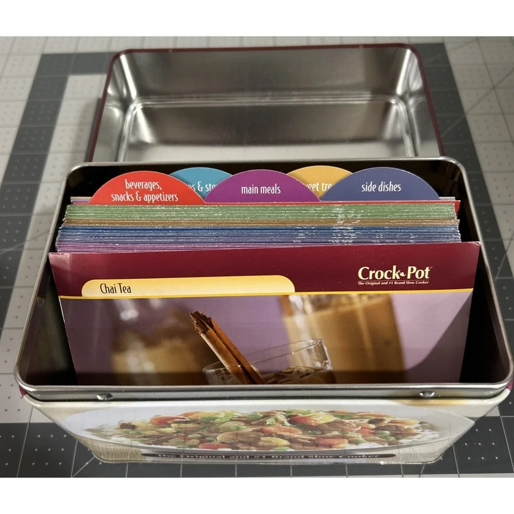Rival Crock Pot Recipe Card Collection in Tin Box Never Used Include BLANK cards